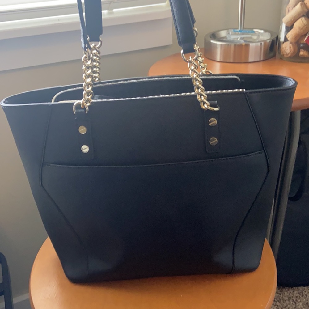 Karl Lagerfeld black tote with gold detail + dust bag